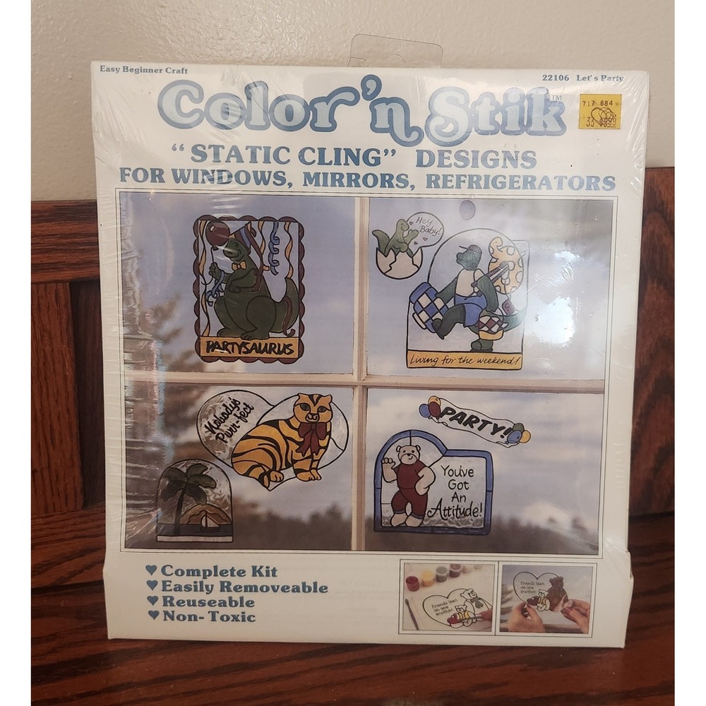Vintage NOS Plaid Enterprises Color N‎ Stik Static Cling Design #22106 Party